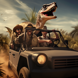 Chased by a dinosaur